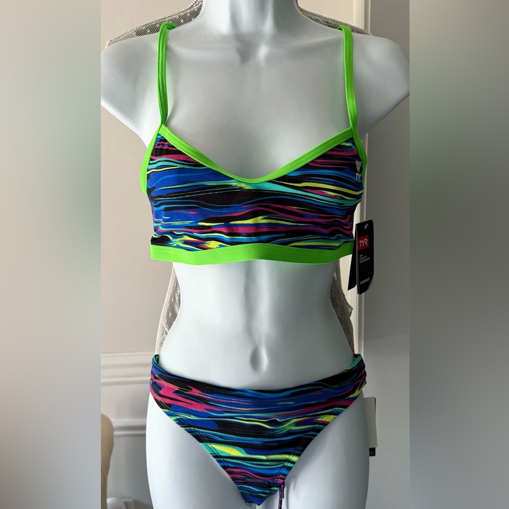 TYR Durafast Fresno Trinity Bikini set NWT Blue Multi Size XL